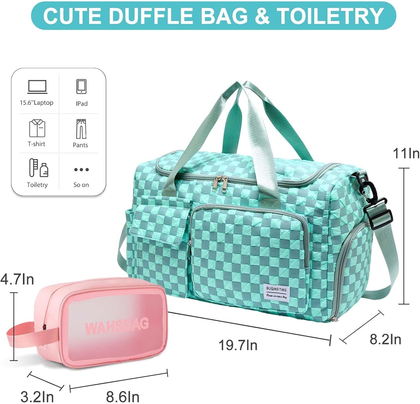 Small Gym Bag for Women, Travel Duffle Bag Carry On Weekender Bag with Shoe Compartment - Colors A
