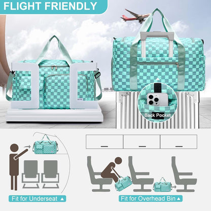 Small Gym Bag for Women, Travel Duffle Bag Carry On Weekender Bag with Shoe Compartment - Colors A