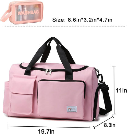 Small Gym Bag for Women, Travel Duffle Bag Carry On Weekender Bag with Shoe Compartment - Colors A