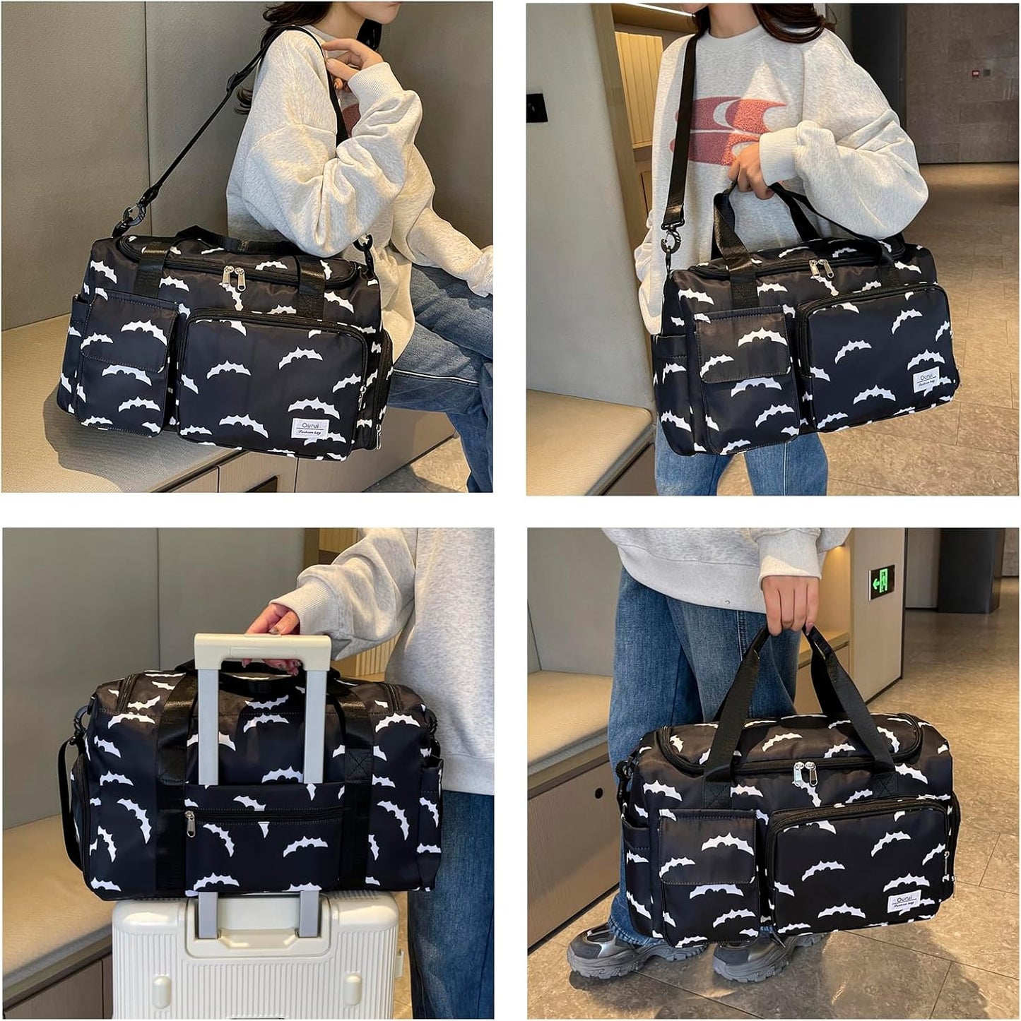 Small Gym Bag for Women, Travel Duffle Bag Carry On Weekender Bag with Shoe Compartment - Colors A