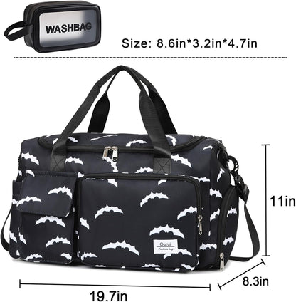 Small Gym Bag for Women, Travel Duffle Bag Carry On Weekender Bag with Shoe Compartment - Colors A