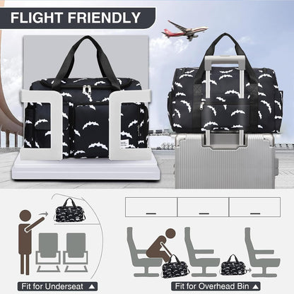 Small Gym Bag for Women, Travel Duffle Bag Carry On Weekender Bag with Shoe Compartment - Colors A
