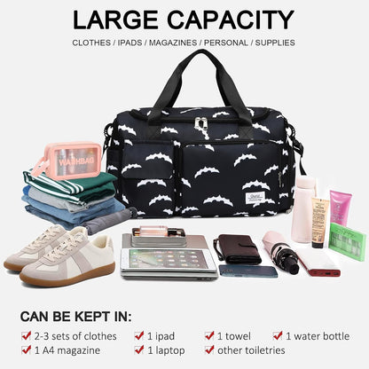 Small Gym Bag for Women, Travel Duffle Bag Carry On Weekender Bag with Shoe Compartment - Colors A