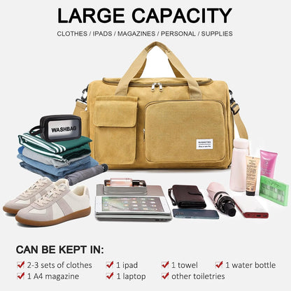 Small Gym Bag for Women, Travel Duffle Bag Carry On Weekender Bag with Shoe Compartment - Colors A