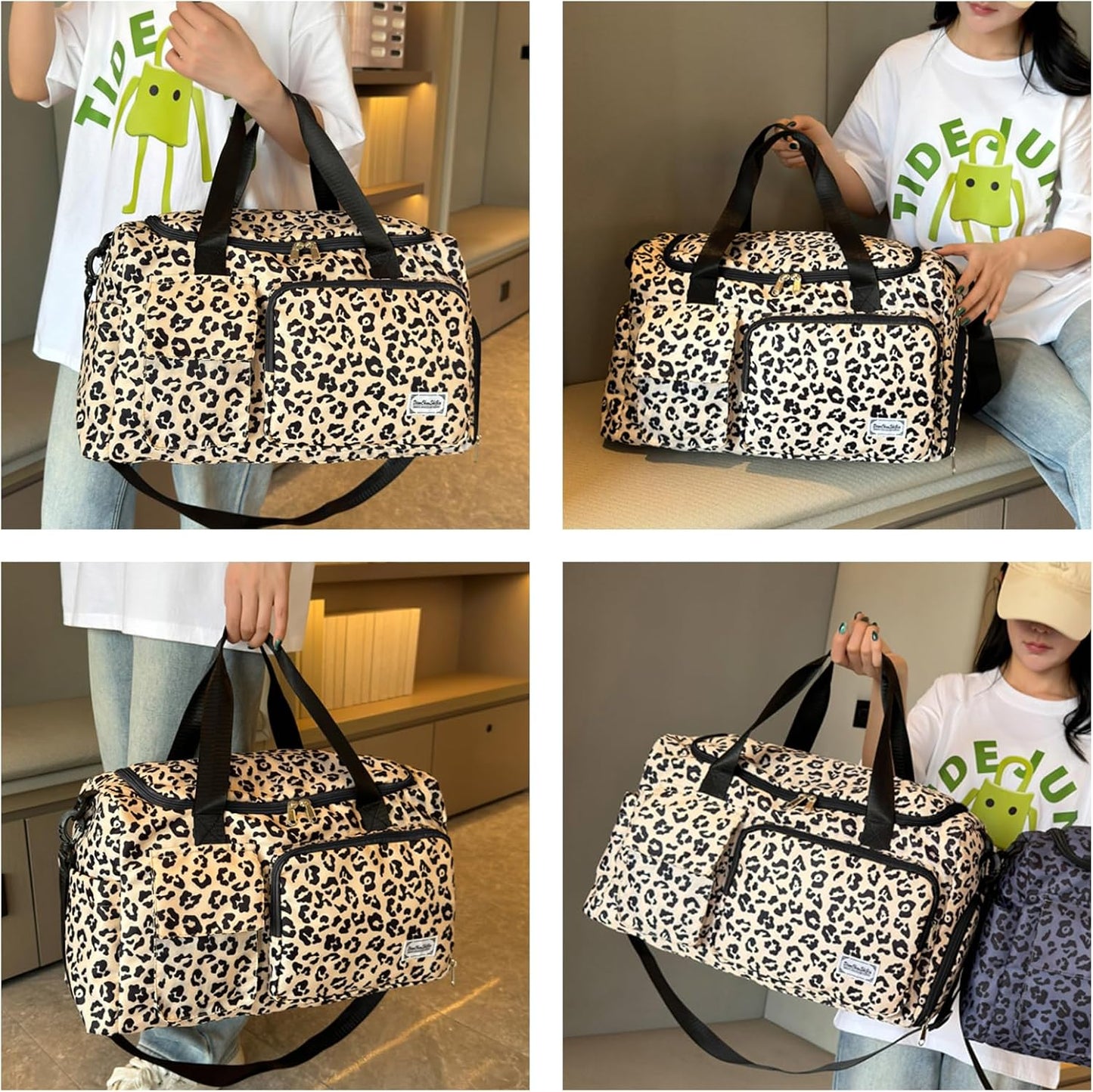 Small Gym Bag for Women, Travel Duffle Bag Carry On Weekender Bag with Shoe Compartment - Colors A