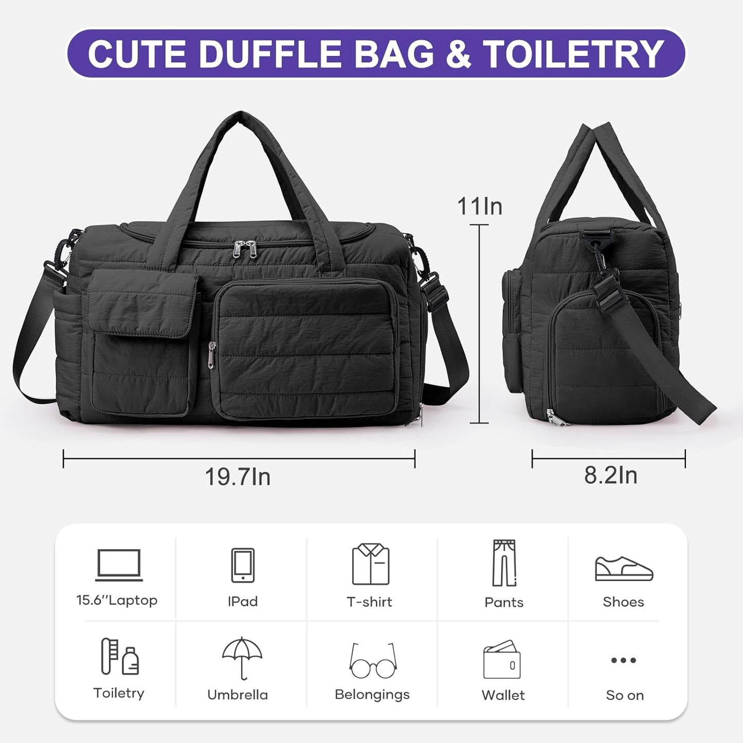 Small Gym Bag for Women, Travel Duffle Bag Carry On Weekender Bag with Shoe Compartment - Colors A