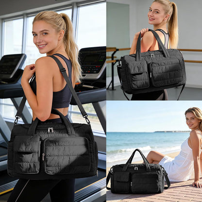 Small Gym Bag for Women, Travel Duffle Bag Carry On Weekender Bag with Shoe Compartment - Colors A