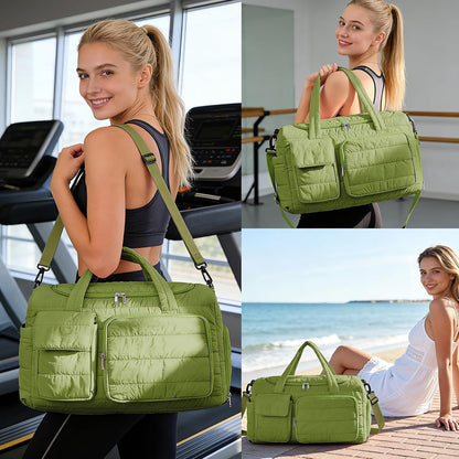 Small Gym Bag for Women, Travel Duffle Bag Carry On Weekender Bag with Shoe Compartment - Colors A