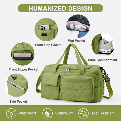 Small Gym Bag for Women, Travel Duffle Bag Carry On Weekender Bag with Shoe Compartment - Colors A