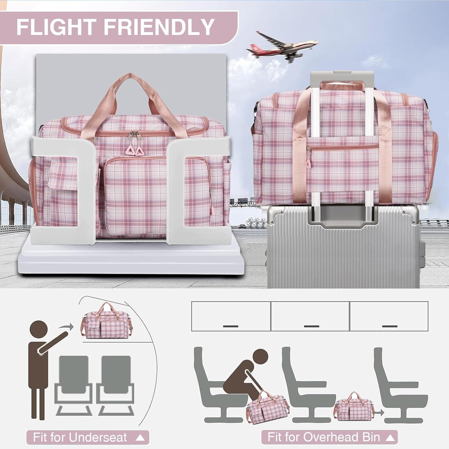Small Gym Bag for Women, Travel Duffle Bag Carry On Weekender Bag with Shoe Compartment - Colors A