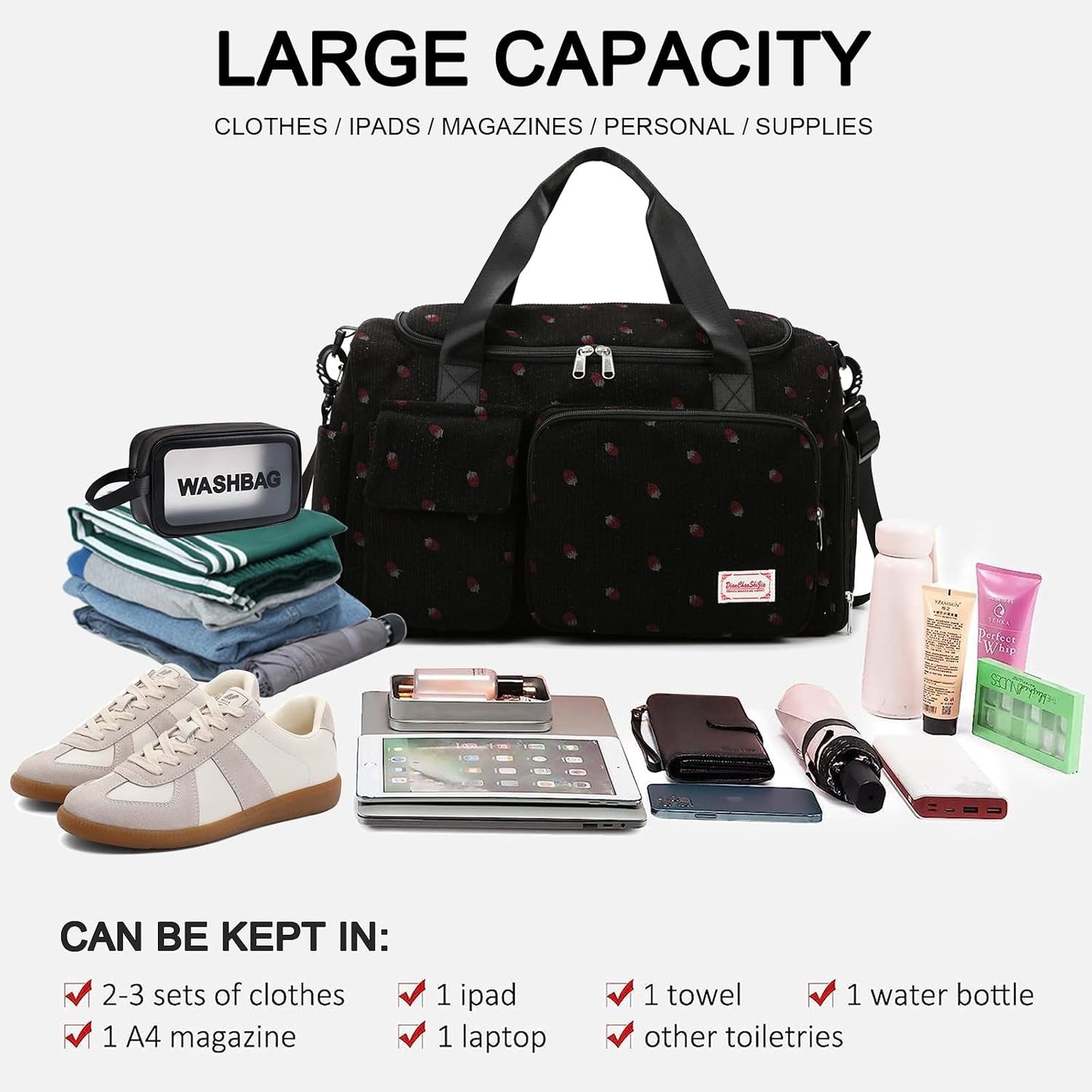 Small Gym Bag for Women, Travel Duffle Bag Carry On Weekender Bag with Shoe Compartment - Colors A