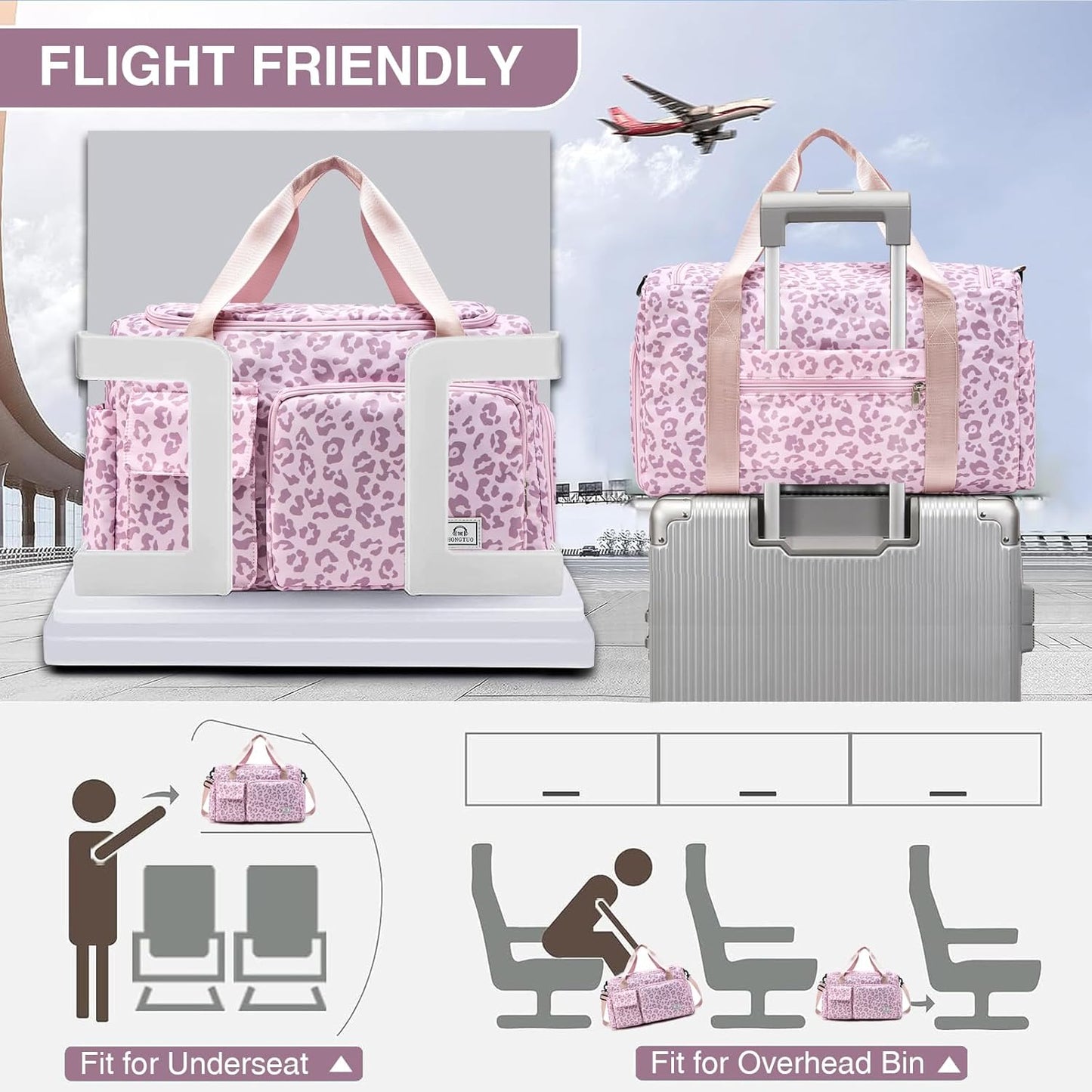 Small Gym Bag for Women, Travel Duffle Bag Carry On Weekender Bag with Shoe Compartment - Colors A