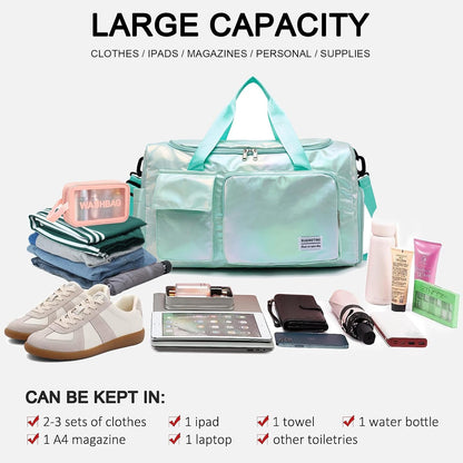 Small Gym Bag for Women, Travel Duffle Bag Carry On Weekender Bag with Shoe Compartment - Colors A