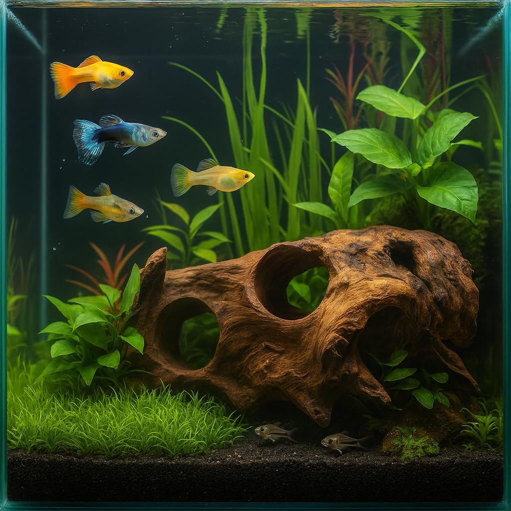 Porous Natural Driftwood for Aquarium, Aquascaping Driftwood with Holes, Hand-Selected Tunnels & Hideouts, Aquascaping Hardscape, Terrarium Reptile Décor, No Paint or Resin (12-16" (30-40 cm))