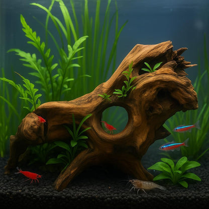 Porous Natural Driftwood for Aquarium, Aquascaping Driftwood with Holes, Hand-Selected Tunnels & Hideouts, Aquascaping Hardscape, Terrarium Reptile Décor, No Paint or Resin (12-16" (30-40 cm))