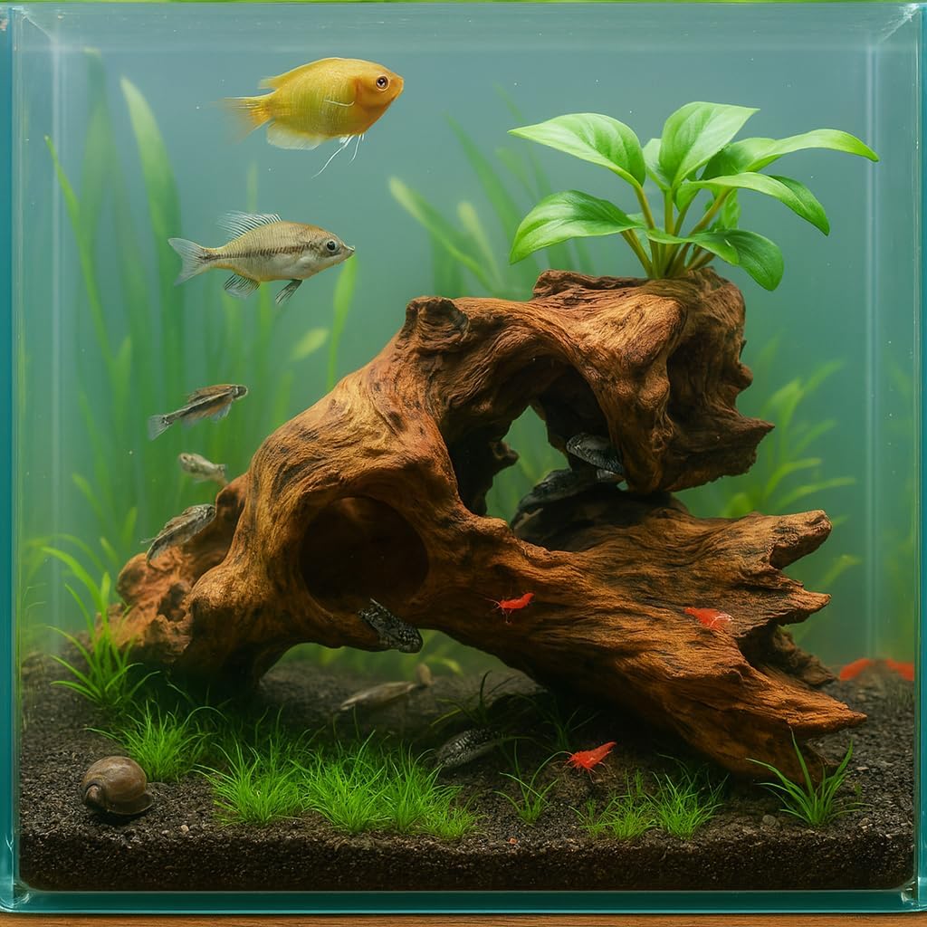 Porous Natural Driftwood for Aquarium, Aquascaping Driftwood with Holes, Hand-Selected Tunnels & Hideouts, Aquascaping Hardscape, Terrarium Reptile Décor, No Paint or Resin (12-16" (30-40 cm))