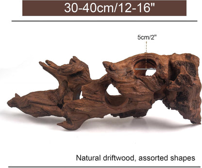 Porous Natural Driftwood for Aquarium, Aquascaping Driftwood with Holes, Hand-Selected Tunnels & Hideouts, Aquascaping Hardscape, Terrarium Reptile Décor, No Paint or Resin (12-16" (30-40 cm))
