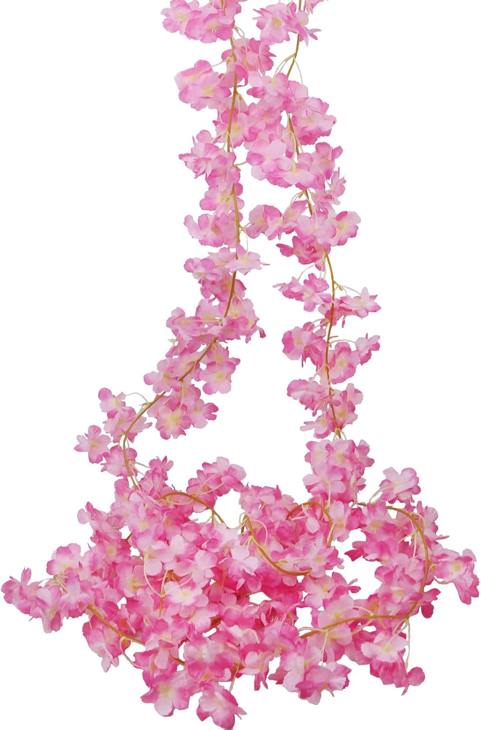 2 Pcs Artificial Cherry Blossom Flower Vines Cherry Blossom Garland 18.48 ft Hanging Silk Flowers Vines Fake Flower Garland Outdoors for Home Wedding Garden Party Arch Office Decor Pink