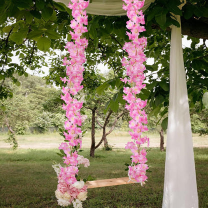 2 Pcs Artificial Cherry Blossom Flower Vines Cherry Blossom Garland 18.48 ft Hanging Silk Flowers Vines Fake Flower Garland Outdoors for Home Wedding Garden Party Arch Office Decor Pink