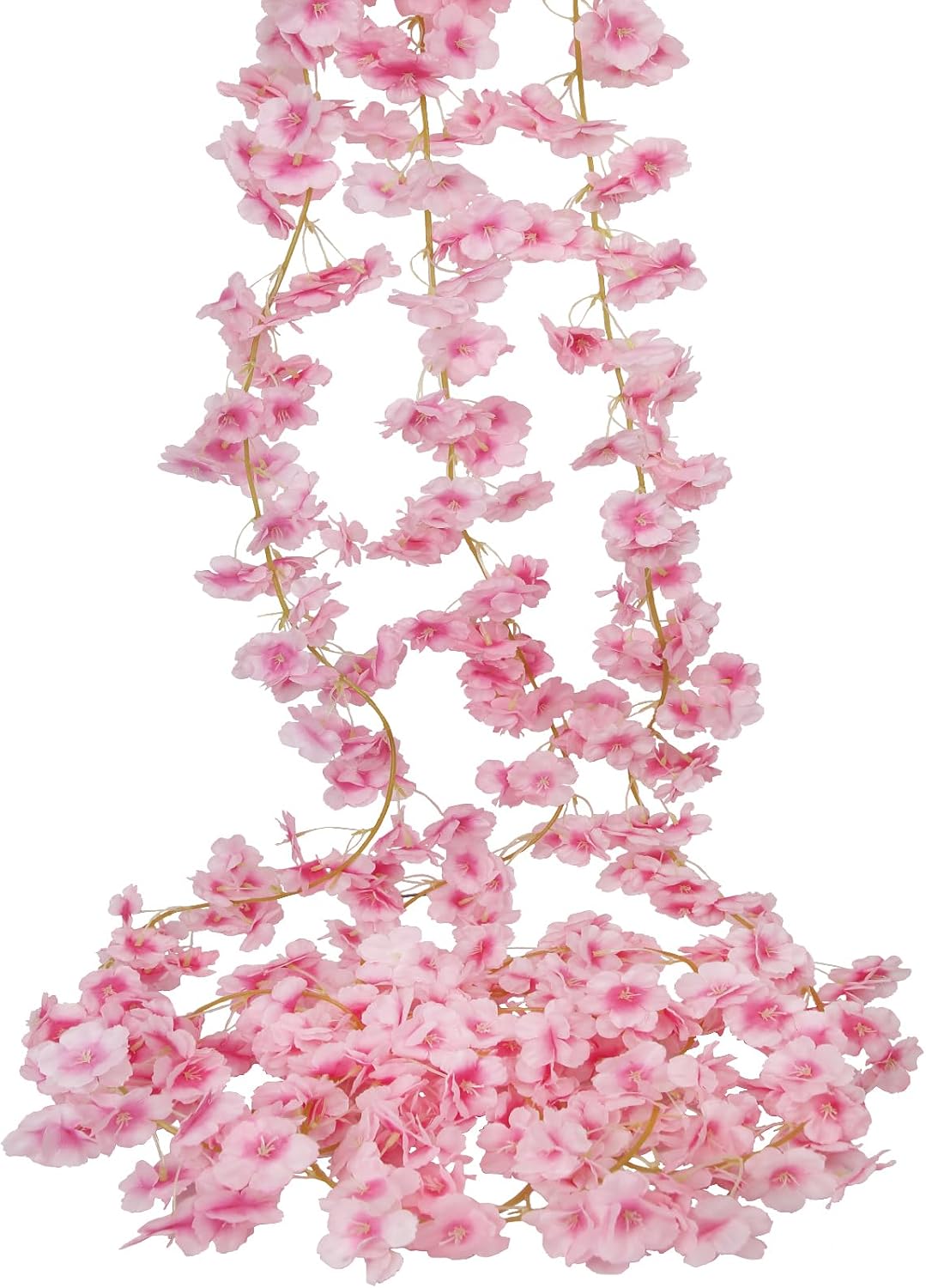 2 Pcs Artificial Cherry Blossom Flower Vines Cherry Blossom Garland 18.48 ft Hanging Silk Flowers Vines Fake Flower Garland Outdoors for Home Wedding Garden Party Arch Office Decor Pink