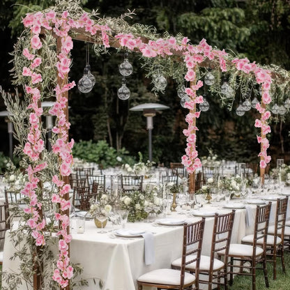 2 Pcs Artificial Cherry Blossom Flower Vines Cherry Blossom Garland 18.48 ft Hanging Silk Flowers Vines Fake Flower Garland Outdoors for Home Wedding Garden Party Arch Office Decor Pink