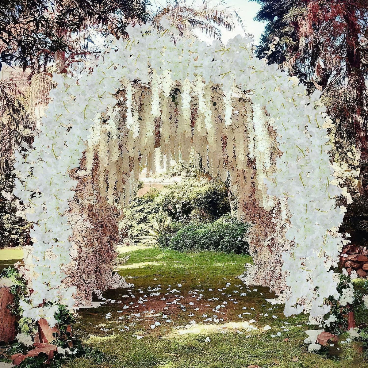 2 Pcs Artificial Cherry Blossom Flower Vines Cherry Blossom Garland 18.48 ft Hanging Silk Flowers Vines Fake Flower Garland Outdoors for Home Wedding Garden Party Arch Office Decor Pink