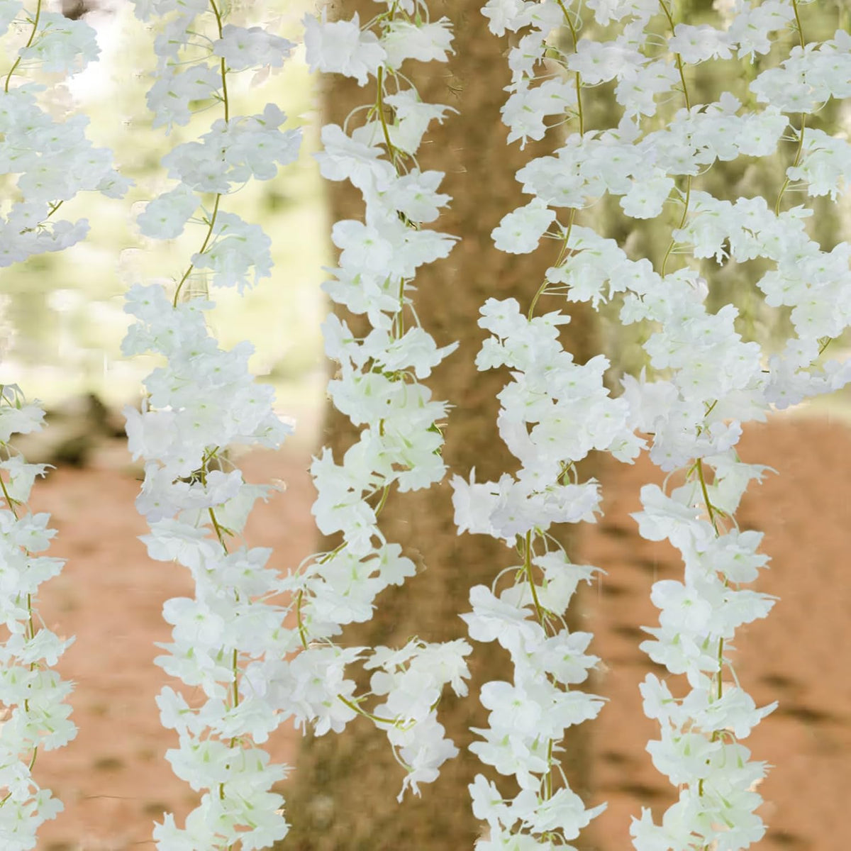 2 Pcs Artificial Cherry Blossom Flower Vines Cherry Blossom Garland 18.48 ft Hanging Silk Flowers Vines Fake Flower Garland Outdoors for Home Wedding Garden Party Arch Office Decor Pink