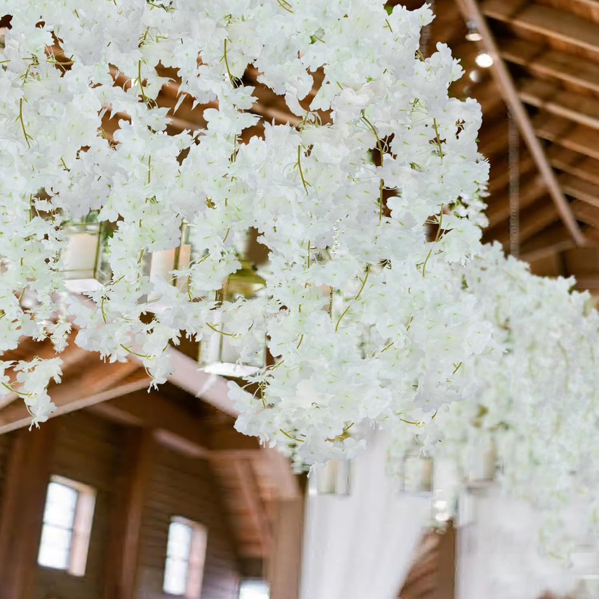 2 Pcs Artificial Cherry Blossom Flower Vines Cherry Blossom Garland 18.48 ft Hanging Silk Flowers Vines Fake Flower Garland Outdoors for Home Wedding Garden Party Arch Office Decor Pink