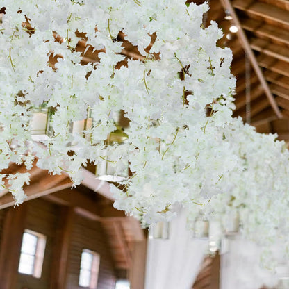 2 Pcs Artificial Cherry Blossom Flower Vines Cherry Blossom Garland 18.48 ft Hanging Silk Flowers Vines Fake Flower Garland Outdoors for Home Wedding Garden Party Arch Office Decor Pink