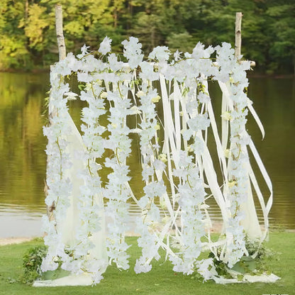 2 Pcs Artificial Cherry Blossom Flower Vines Cherry Blossom Garland 18.48 ft Hanging Silk Flowers Vines Fake Flower Garland Outdoors for Home Wedding Garden Party Arch Office Decor Pink