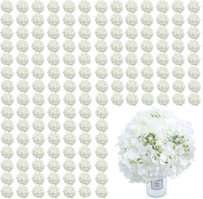 65pcs White Hydrangea Artificial Flowers Bulk (Not Squished, No Steaming Need) Ivory Faux Hydrangeas Bouquet Silk Flowers with Stems for Wedding,Party,Centerpieces,Home,Baby Shower Decor