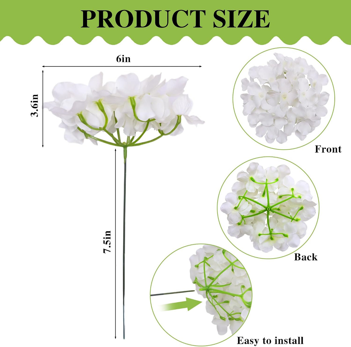 65pcs White Hydrangea Artificial Flowers Bulk (Not Squished, No Steaming Need) Ivory Faux Hydrangeas Bouquet Silk Flowers with Stems for Wedding,Party,Centerpieces,Home,Baby Shower Decor
