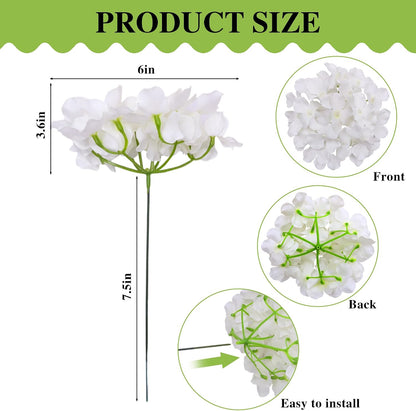 65pcs White Hydrangea Artificial Flowers Bulk (Not Squished, No Steaming Need) Ivory Faux Hydrangeas Bouquet Silk Flowers with Stems for Wedding,Party,Centerpieces,Home,Baby Shower Decor