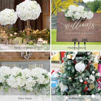 65pcs White Hydrangea Artificial Flowers Bulk (Not Squished, No Steaming Need) Ivory Faux Hydrangeas Bouquet Silk Flowers with Stems for Wedding,Party,Centerpieces,Home,Baby Shower Decor