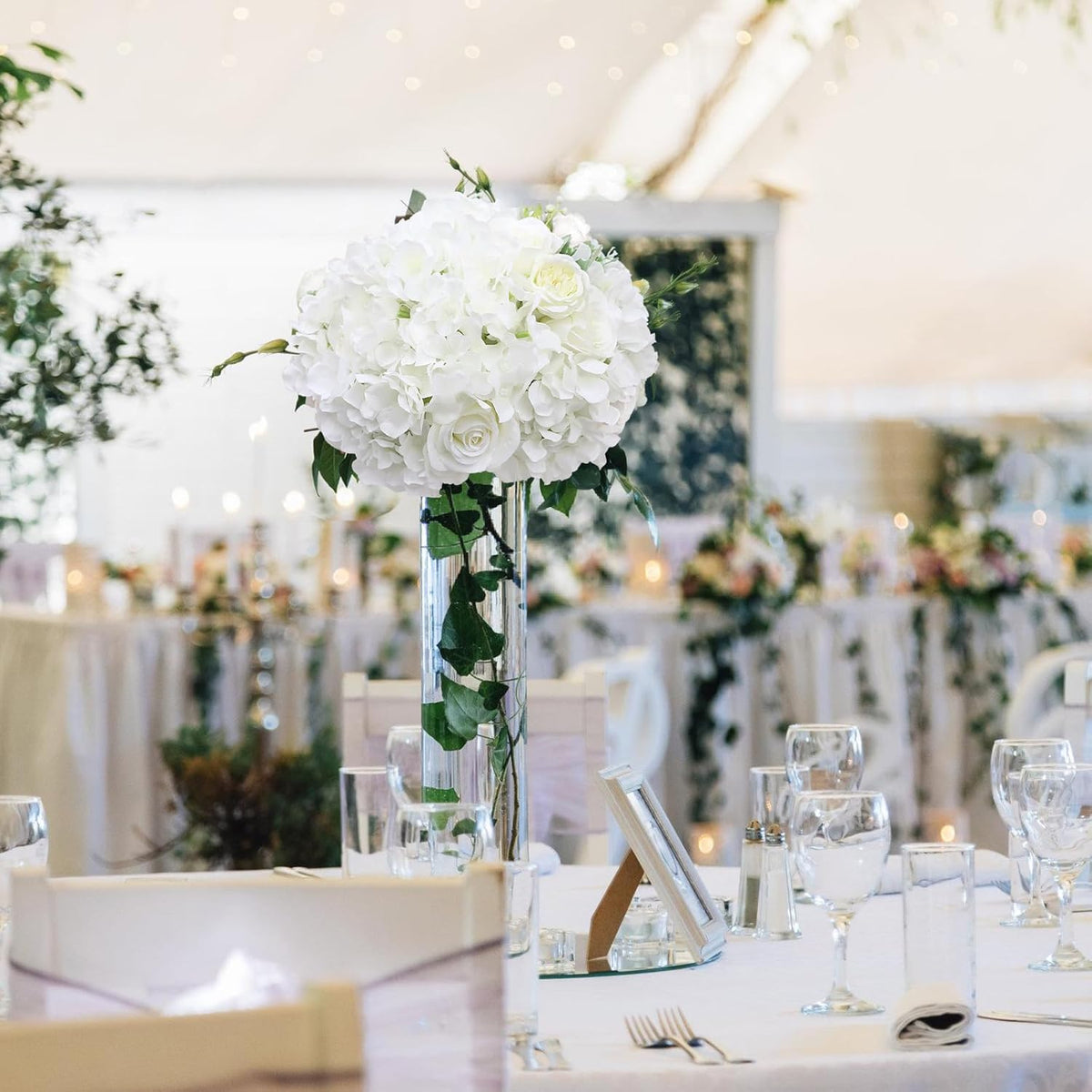 65pcs White Hydrangea Artificial Flowers Bulk (Not Squished, No Steaming Need) Ivory Faux Hydrangeas Bouquet Silk Flowers with Stems for Wedding,Party,Centerpieces,Home,Baby Shower Decor