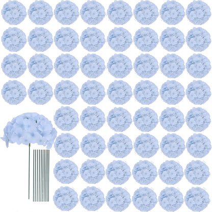 65pcs White Hydrangea Artificial Flowers Bulk (Not Squished, No Steaming Need) Ivory Faux Hydrangeas Bouquet Silk Flowers with Stems for Wedding,Party,Centerpieces,Home,Baby Shower Decor