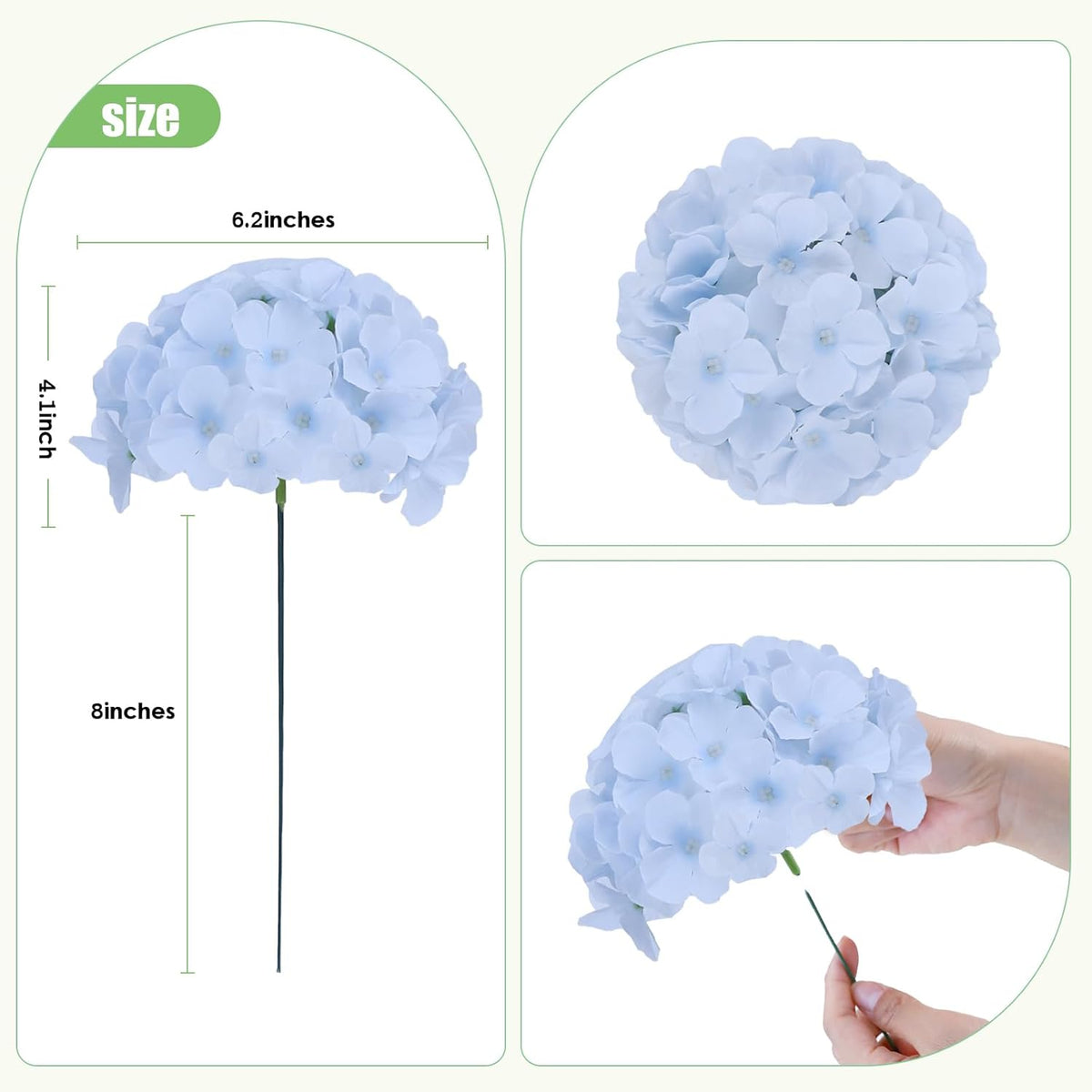 65pcs White Hydrangea Artificial Flowers Bulk (Not Squished, No Steaming Need) Ivory Faux Hydrangeas Bouquet Silk Flowers with Stems for Wedding,Party,Centerpieces,Home,Baby Shower Decor
