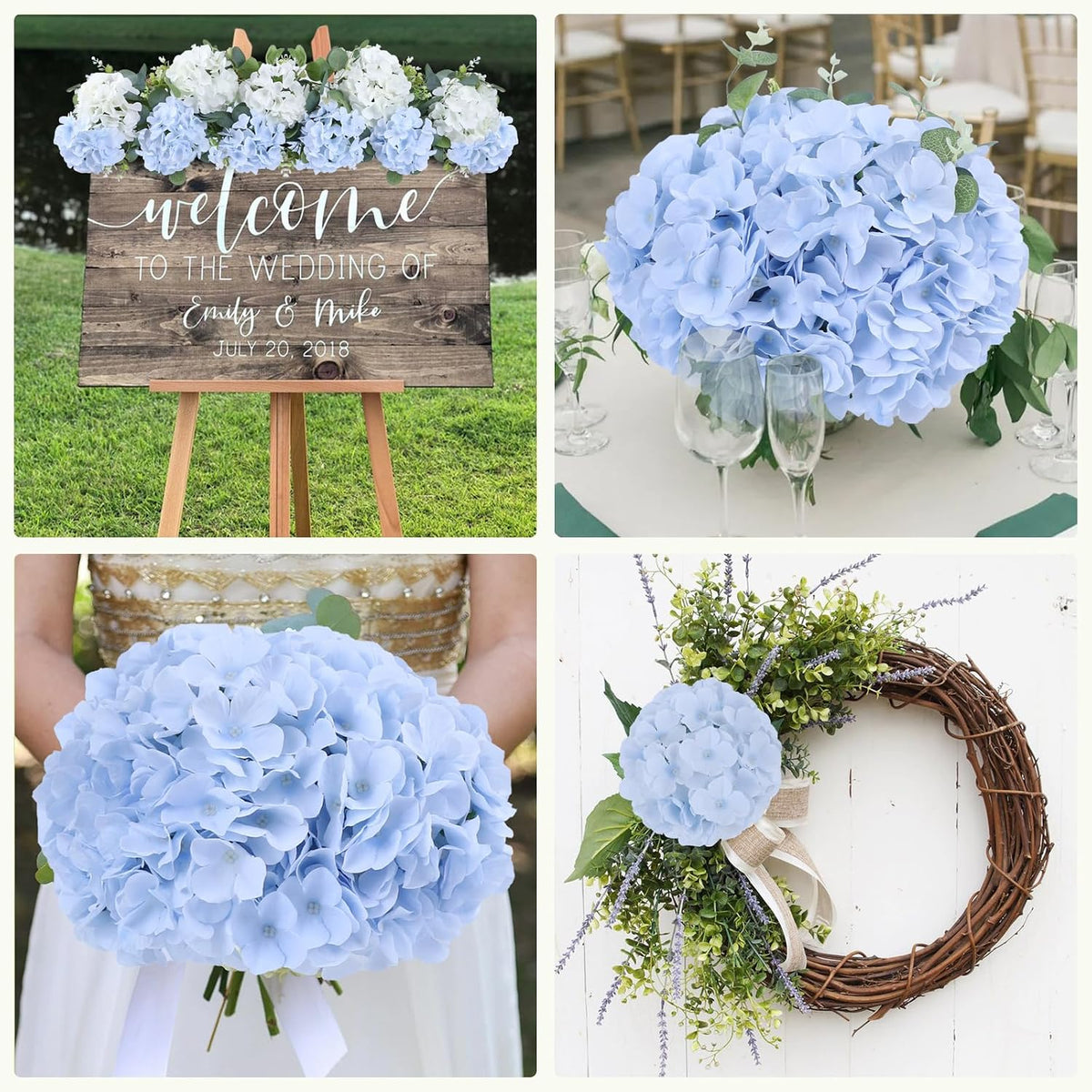65pcs White Hydrangea Artificial Flowers Bulk (Not Squished, No Steaming Need) Ivory Faux Hydrangeas Bouquet Silk Flowers with Stems for Wedding,Party,Centerpieces,Home,Baby Shower Decor