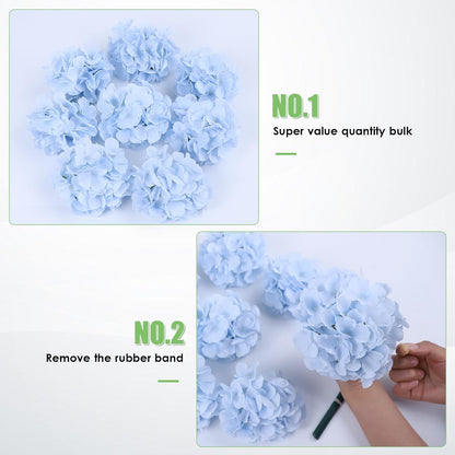 65pcs White Hydrangea Artificial Flowers Bulk (Not Squished, No Steaming Need) Ivory Faux Hydrangeas Bouquet Silk Flowers with Stems for Wedding,Party,Centerpieces,Home,Baby Shower Decor