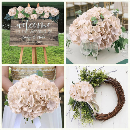 65pcs White Hydrangea Artificial Flowers Bulk (Not Squished, No Steaming Need) Ivory Faux Hydrangeas Bouquet Silk Flowers with Stems for Wedding,Party,Centerpieces,Home,Baby Shower Decor