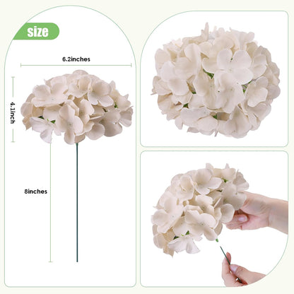 65pcs White Hydrangea Artificial Flowers Bulk (Not Squished, No Steaming Need) Ivory Faux Hydrangeas Bouquet Silk Flowers with Stems for Wedding,Party,Centerpieces,Home,Baby Shower Decor