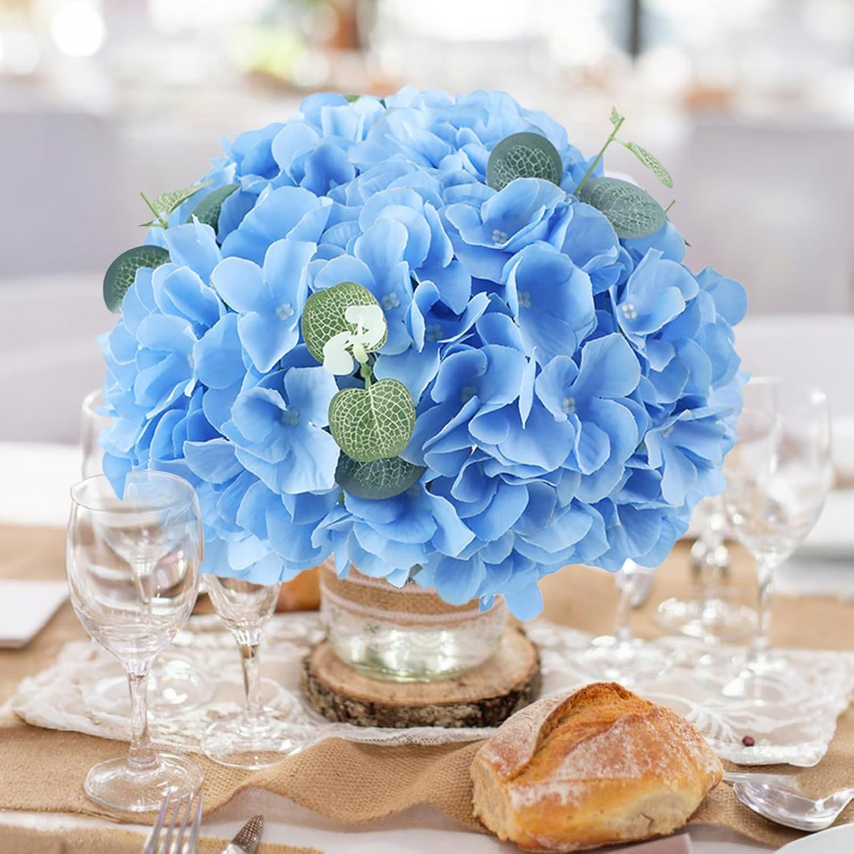 65pcs White Hydrangea Artificial Flowers Bulk (Not Squished, No Steaming Need) Ivory Faux Hydrangeas Bouquet Silk Flowers with Stems for Wedding,Party,Centerpieces,Home,Baby Shower Decor
