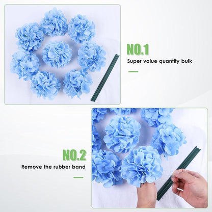 65pcs White Hydrangea Artificial Flowers Bulk (Not Squished, No Steaming Need) Ivory Faux Hydrangeas Bouquet Silk Flowers with Stems for Wedding,Party,Centerpieces,Home,Baby Shower Decor