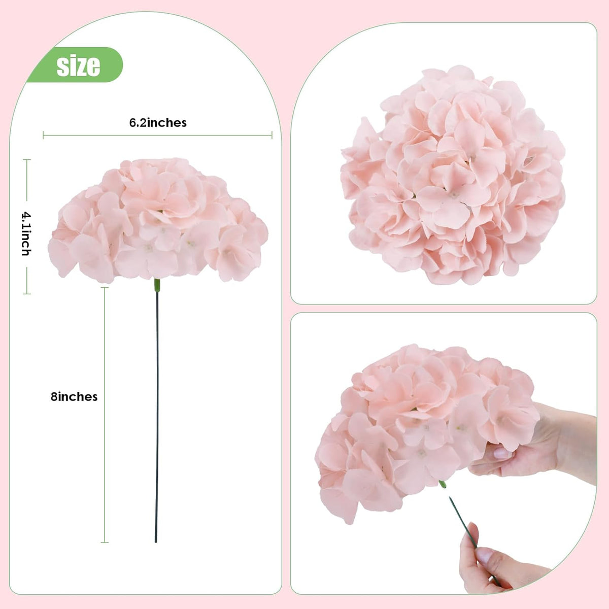 65pcs White Hydrangea Artificial Flowers Bulk (Not Squished, No Steaming Need) Ivory Faux Hydrangeas Bouquet Silk Flowers with Stems for Wedding,Party,Centerpieces,Home,Baby Shower Decor
