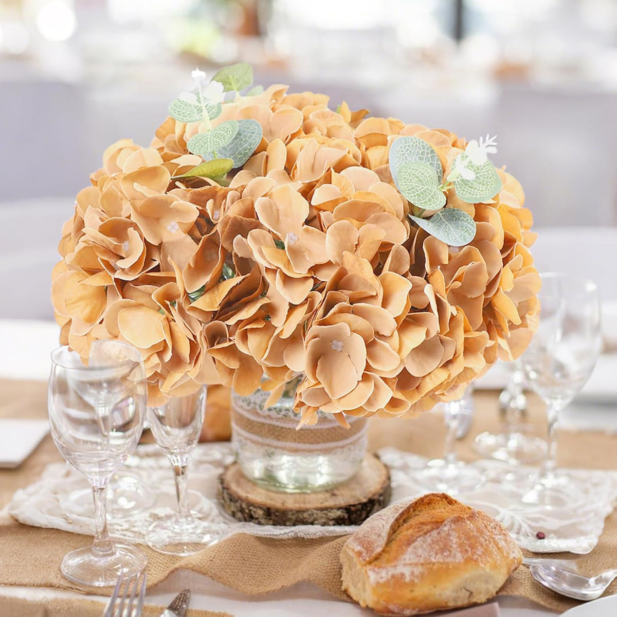 65pcs White Hydrangea Artificial Flowers Bulk (Not Squished, No Steaming Need) Ivory Faux Hydrangeas Bouquet Silk Flowers with Stems for Wedding,Party,Centerpieces,Home,Baby Shower Decor