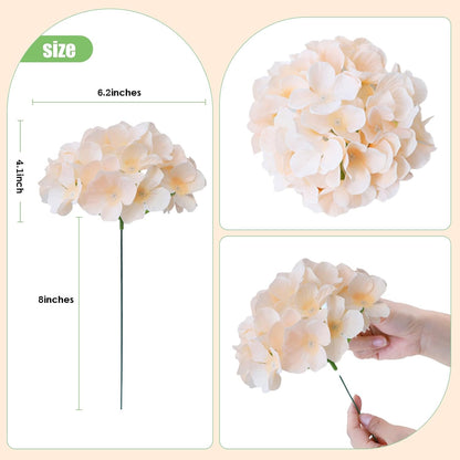 65pcs White Hydrangea Artificial Flowers Bulk (Not Squished, No Steaming Need) Ivory Faux Hydrangeas Bouquet Silk Flowers with Stems for Wedding,Party,Centerpieces,Home,Baby Shower Decor