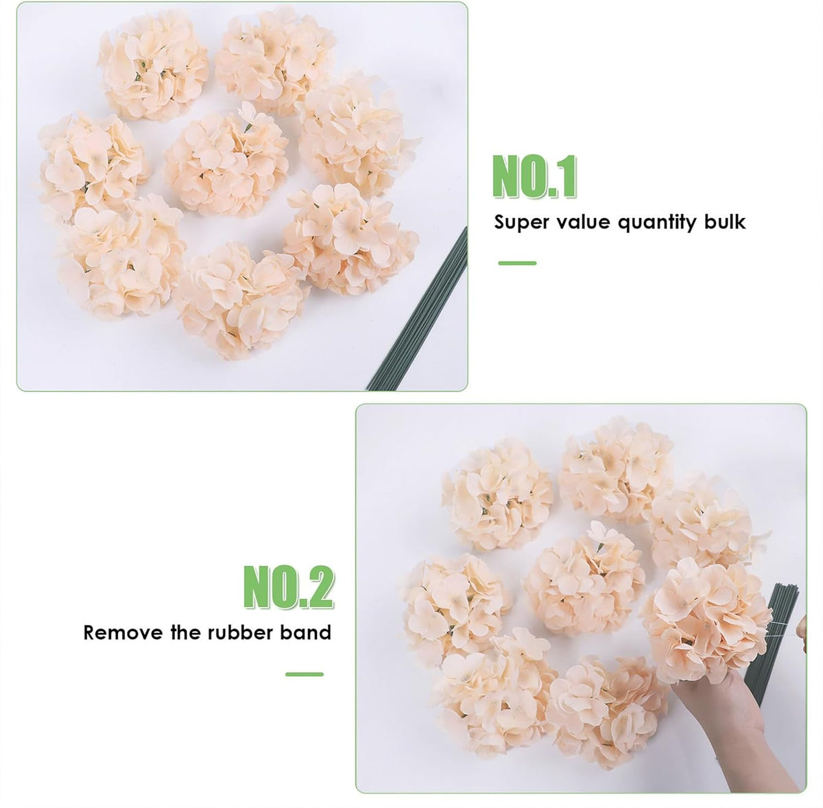 65pcs White Hydrangea Artificial Flowers Bulk (Not Squished, No Steaming Need) Ivory Faux Hydrangeas Bouquet Silk Flowers with Stems for Wedding,Party,Centerpieces,Home,Baby Shower Decor