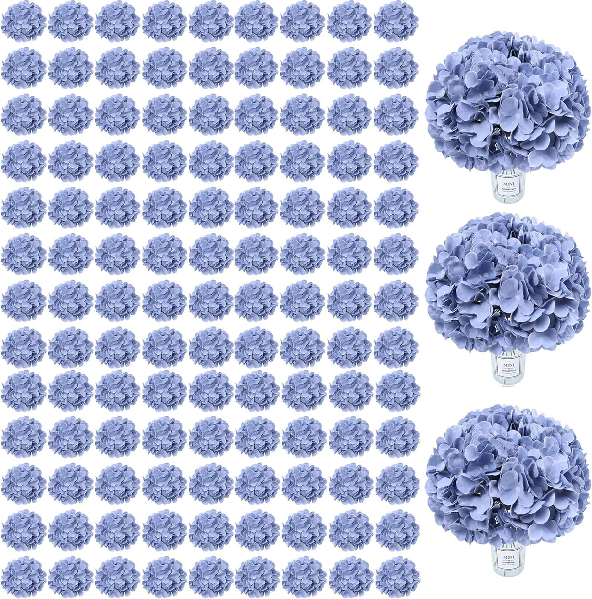 65pcs White Hydrangea Artificial Flowers Bulk (Not Squished, No Steaming Need) Ivory Faux Hydrangeas Bouquet Silk Flowers with Stems for Wedding,Party,Centerpieces,Home,Baby Shower Decor