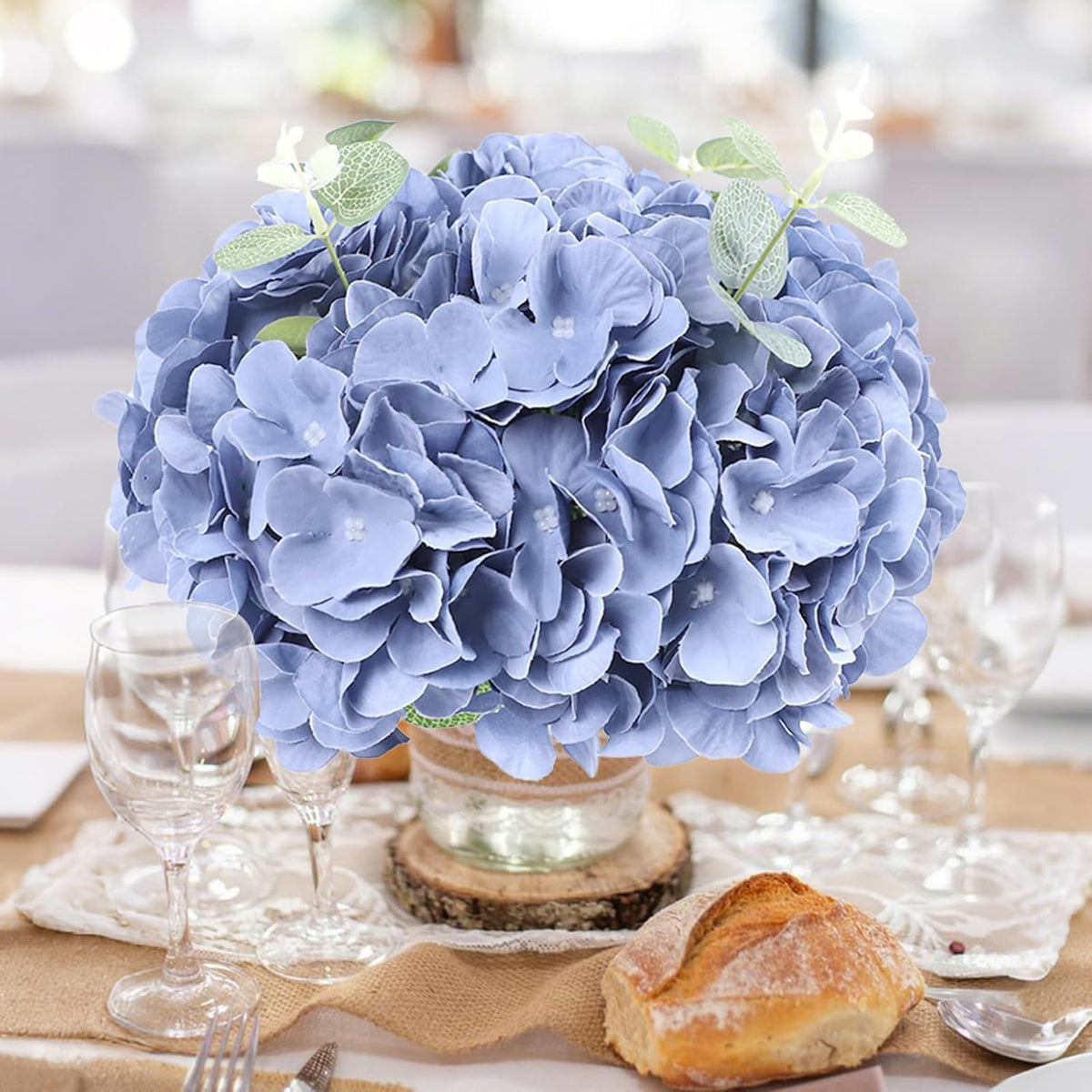 65pcs White Hydrangea Artificial Flowers Bulk (Not Squished, No Steaming Need) Ivory Faux Hydrangeas Bouquet Silk Flowers with Stems for Wedding,Party,Centerpieces,Home,Baby Shower Decor