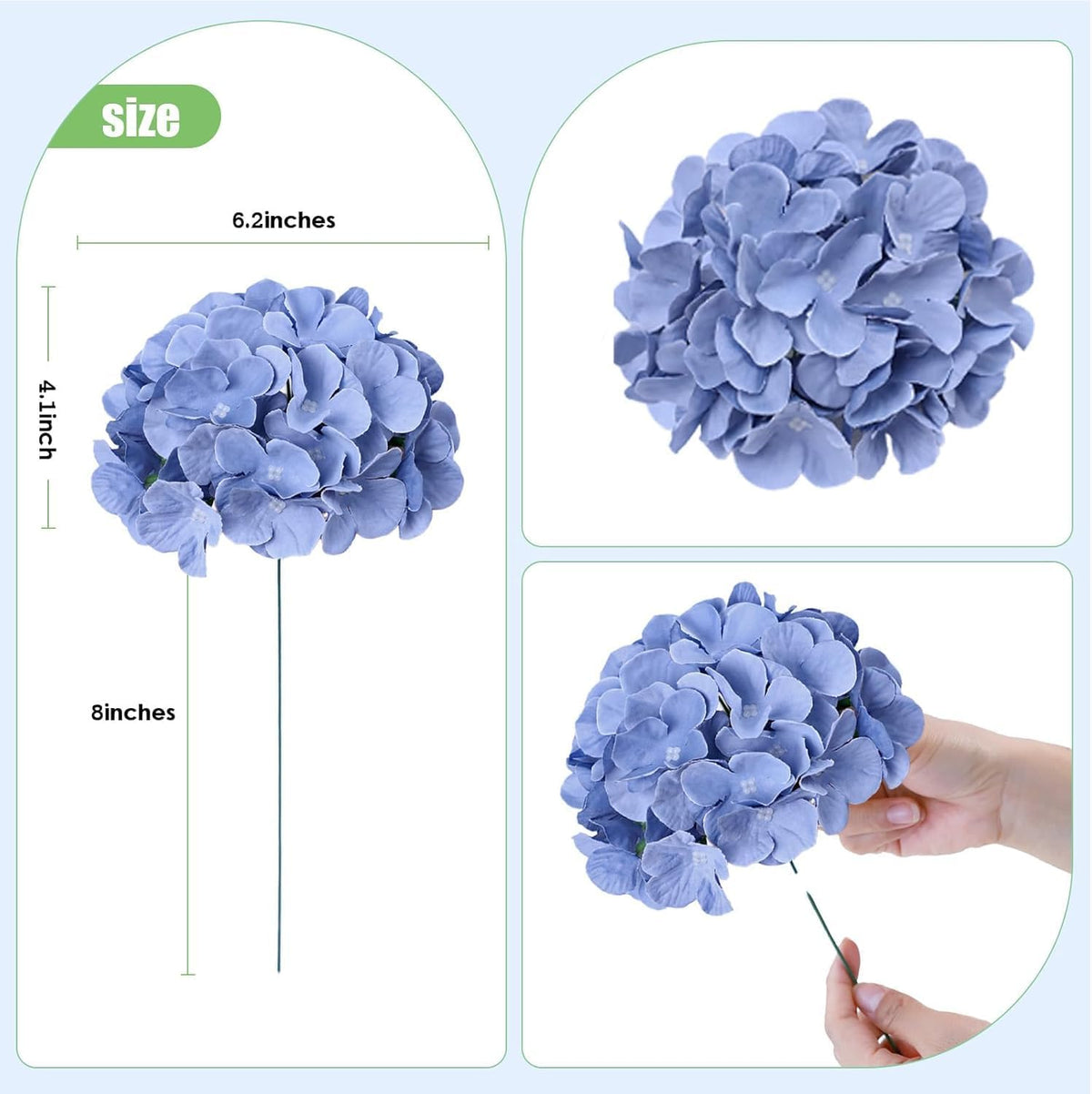 65pcs White Hydrangea Artificial Flowers Bulk (Not Squished, No Steaming Need) Ivory Faux Hydrangeas Bouquet Silk Flowers with Stems for Wedding,Party,Centerpieces,Home,Baby Shower Decor